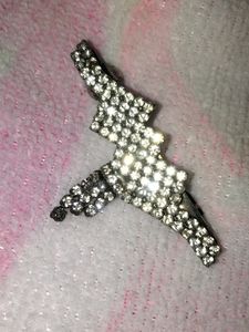 White Stone Long Hair Centre Clip