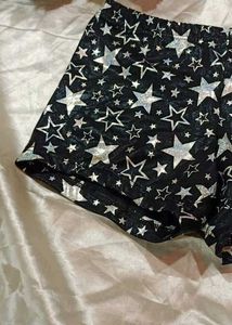 Star Print Velvet Shorts