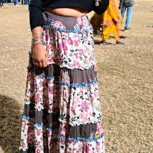 Floral Tiered Maxi Skirt