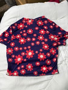 Floral Print Mesh Top