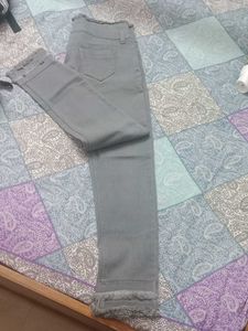 Frayed Hem Grey Jeans