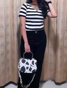 Striped Top with Mesh Detail