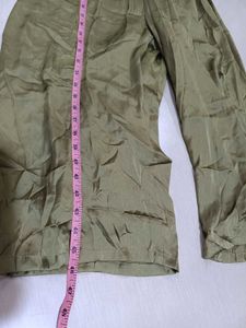 Zara Olive Pleated Sat in Jumpsuit