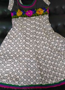 Printed Dress with embroidery at the yoke