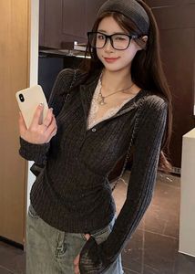 Ribbed Knit Top with Lace Trim