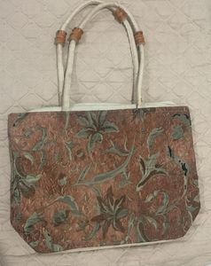Brown embroidery print Big hand bag for women