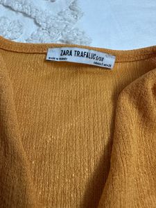 ZARA Mustard Wrap Top