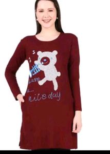 Maroon Teddy Bear Long Tunic 4 Women