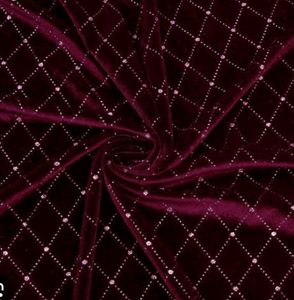 Maroon Velvet Fabric With Heavy Work