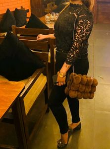 Black Net Party Wear Top