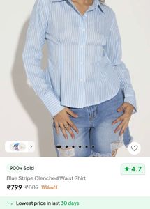 Body Hugging Light Blue Button Down Shirt