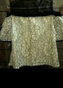 Floral Lace Cold Shoulder Top