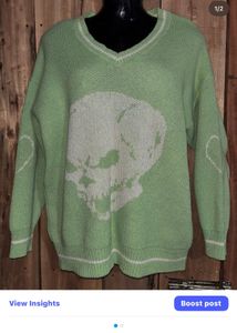 Green Skull Sweater