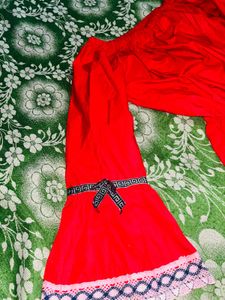 Red Lace Trim Shorts