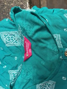Teal Printed Long Sleeve Dress