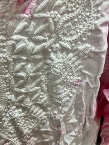 PINK AND WHITE  TIE DYE CHIKANKARI KURTA