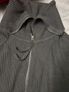 Black Knit Zip-Up Jacket with a high collar. (M/L)