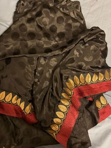 Black &amp; Maroon Polka Dot Saree