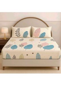 New Petal Printed Fitted Bedsheet With Pillow Cove