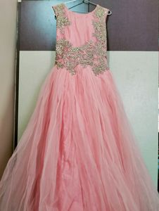 Pink Gown With Beautiful Embroidery