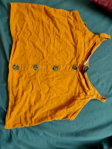 Mustard Crop Top With Black And White Shorts