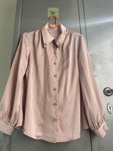 Elegant Blush Button-Down Top