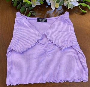 Cute Purple Ribbed Top