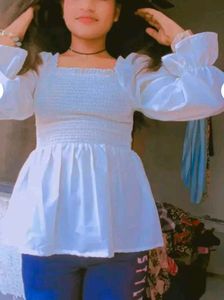 White Peplum Top