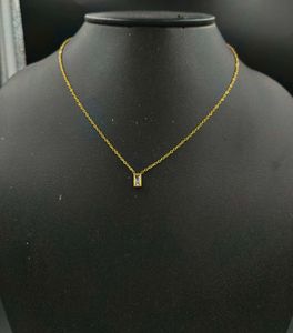 Gold Necklace with Rectangular Pendant