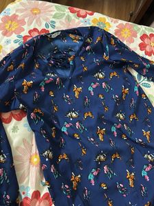 Blue Floral Print Top