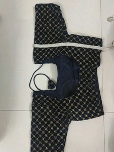 Embroidered Blouse Navy blue with Golden details