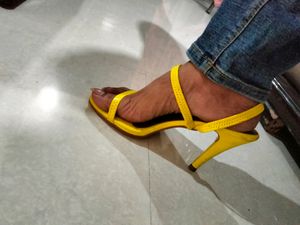 Stalk Yellow Kitten Heel Sandals