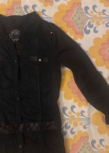 ESPRIT Chic Black Tunic Shirt with Tie-Waist