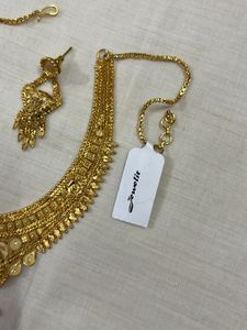 Gold Polish necklace Set With Earrings