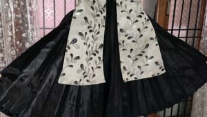 Black Heavy Designer Gown With Coat For Girls