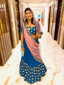 Blue Embroidered Lehenga Choli Set