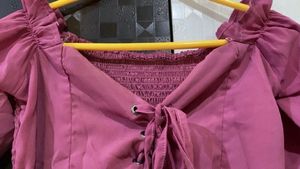 Pink Long Sleeve Crop Top