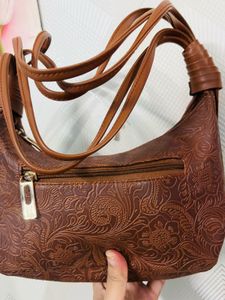 Brown Floral Handbag