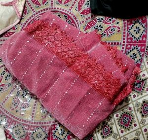 Elegant Pink Sequin Saree