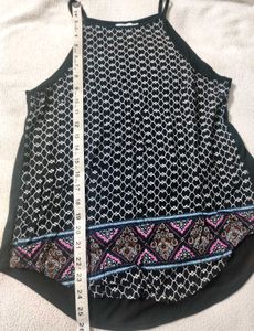 Dark Blue Top With Strap Sleeves