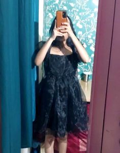 Black Organza Short Frock 28,30,32,34