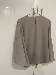 Gray Flowy Blouse
