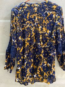 Boho Floral Printed Loose Mustard Yellow Blouse