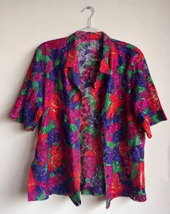 Colorful Floral Lace Top