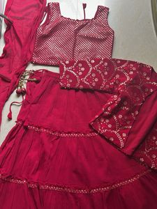 LEHENGA CHOLI WITH DUPATTA &amp; CROP TOP