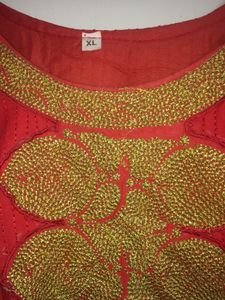 Red Anarkali Only Top Pant Dupatta Not Included