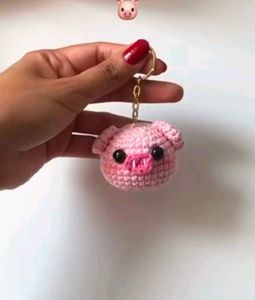 Cute Pig Crochet Keychain