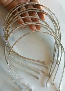Hair Band Silver With Stones (For 3 Bands 60rs)