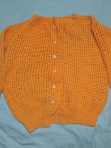 Orange Knit Cardigan Sweater