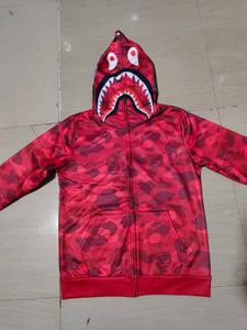 New Bape Red Camo Shark Hoodie